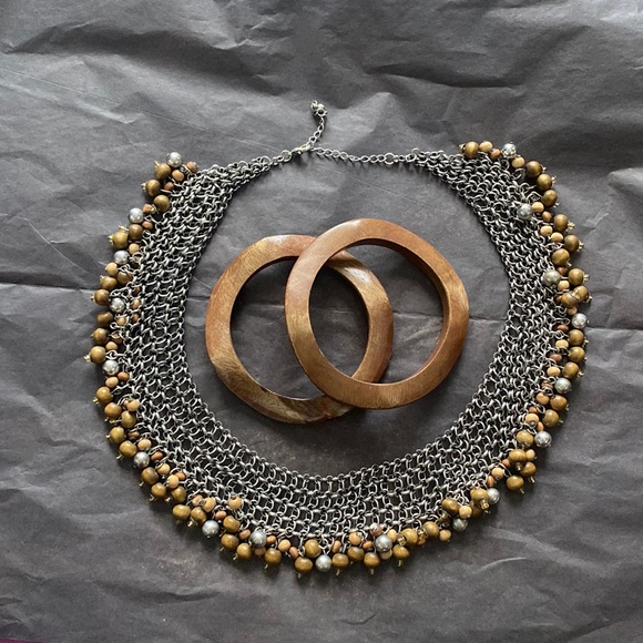 Jewelry - Wooden Necklace with Wooden Bracelets